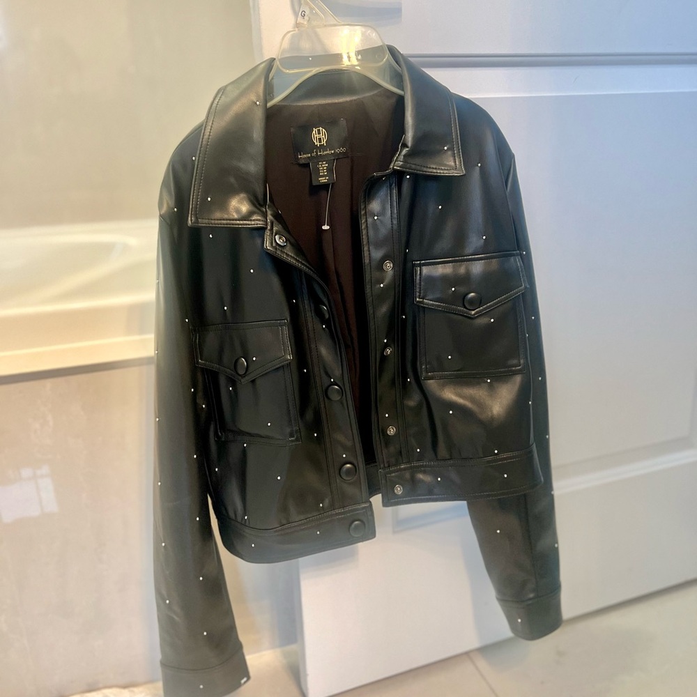 Zara Black Studded Leather Jacket
